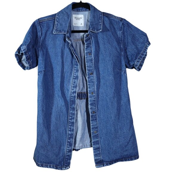 EUC Abercrombie & Fitch Snap Front Short-Sleeve Denim Shirt Size Medium - Picture 4 of 5